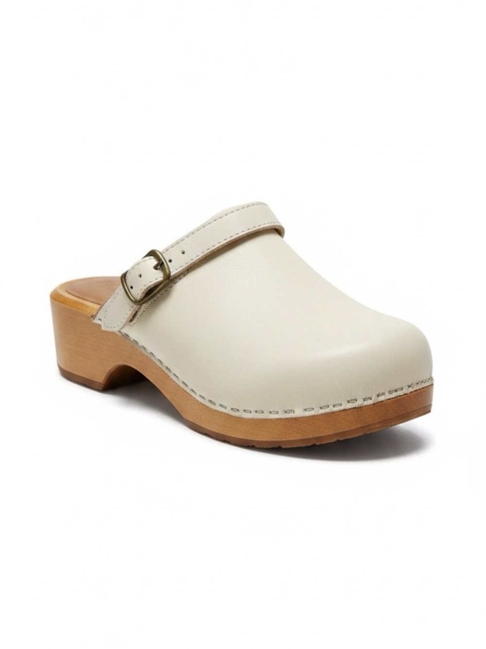 RE/DONE 70s Classic Clogs EU 39 US 9 Off White Leather Wood Sandals